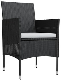 9 pcs conjunto de jantar para jardim com almofadões preto