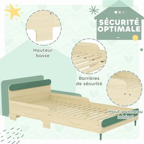 Cama Infantil Baixa, 194,8 x 103 x 60,5 cm (COLCHÃO NÃO INCLUIDO) , Barreiras de Segurança, Verde
