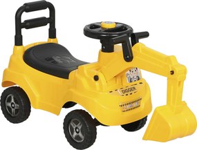AIYAPLAY Escavadora sem Pedais para Crianças 1-3 Anos com Buzina de Ar, Braço Escavador e Arrumação, Amarelo, 15 kg | Aosom Portugal