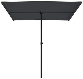 Guarda-sol de jardim com poste de alumínio 2x1,5 m preto