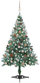 vidaXL Árvore de Natal pré-iluminada geada c/ bolas e pinhas 150 cm