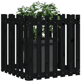 Vaso de jardim c/ design cerca 70x70x70 cm pinho maciço preto