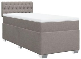 Cama com molas/colchão 100x200 cm tecido cinza-acastanhado