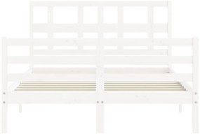 Estrutura de cama com cabeceira 140x200cm madeira maciça branco
