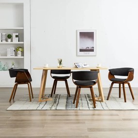 Cadeiras jantar 4 pcs madeira curvada e tecido cinzento