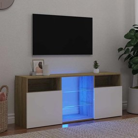 vidaXL Móvel de TV com luzes LED 120x30x50 cm branco e carvalho sonoma
