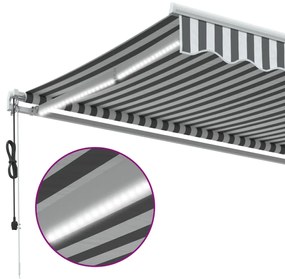 Toldo retrátil automático com LED 300x250 cm antracite/branco