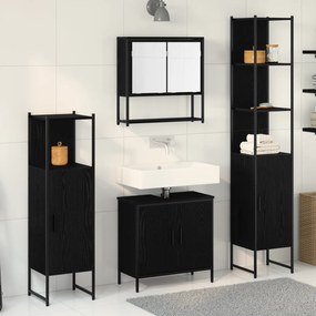 Conjunto de 4 Peças para Casa de Banho Carvalho Preto Madeira de Engen