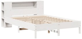 Cama com estante sem colchão 120x200 cm pinho maciço branco