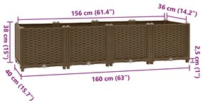 Canteiro elevado 160x40x38 cm polipropileno