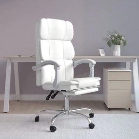 vidaXL Cadeira de escritório reclinável couro artificial branco