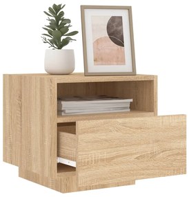 Mesa de cabeceira com luzes LED 40x39x37 cm carvalho sonoma