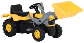 vidaXL Trator de pedais infantil com escavadora amarelo e preto