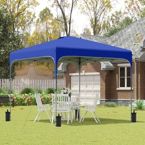 Outsunny Tenda Dobrável 2,5x2,5x2,68cm Tenda de Jardim com Proteção UV 50+ Altura Ajustável com 4 Bolsas de Areia e Bolsa de Transporte para Acampamento Festas Pátio Azul