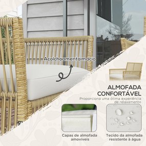 Outsunny Conjunto de Móveis de Jardim de Vime Conjunto de 4 Peças de M