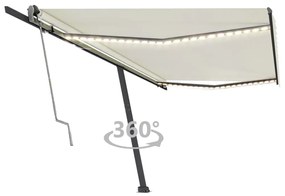 vidaXL Toldo automático com LED e sensor de vento 500x300 cm cor creme