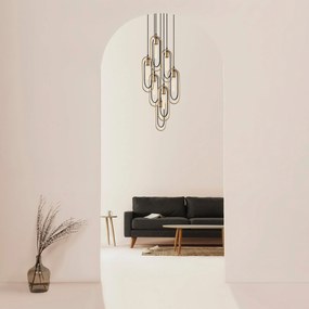 Candeeiro de Teto Chandelier Cerco – Preto e Dourado – 48 x 48 cm