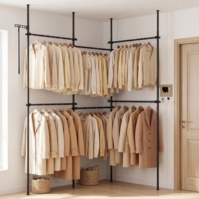 Cabide de Pé 210-369 x 110-315 cm, 33 Posições de Regulação, Preto