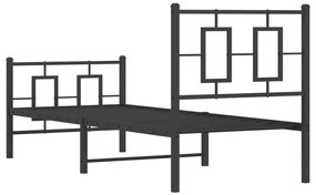 Estrutura de cama com cabeceira e pés 75x190 cm metal preto