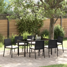 vidaXL Conjunto de Jantar de Jardim com 7 Peças em Poli Rattan Preto