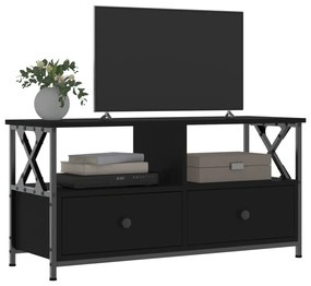 Móvel de TV 90x33x45 cm derivados de madeira e ferro preto