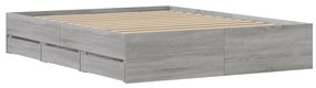 Estrutura de cama c/ gavetas derivados madeira cinza sonoma