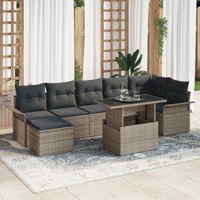 vidaXL Conjunto de Sofá de Jardim de 8 Peças com Almofadas em Rattan Cinza