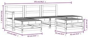 6 pcs conjunto lounge de jardim pinho maciço branco