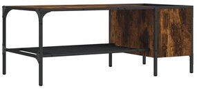 Mesa centro c/ prateleira derivados de madeira carvalho fumado