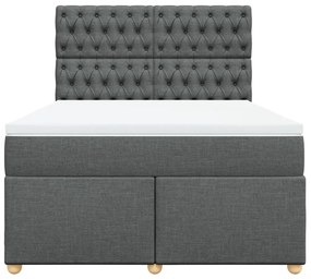 Cama com molas/colchão 140x200 cm tecido cinzento-escuro