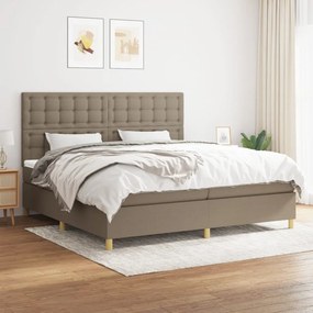 vidaXL Cama com molas/colchão 200x200 cm tecido castanho-acinzentado