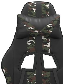 Cadeira gaming giratória couro artificial preto e camuflado