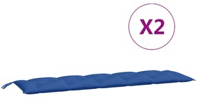 Almofadões banco jardim 2 pcs 180x50x7cm tecido oxford azul