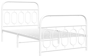 Estrutura de cama com cabeceira e pés 100x200 cm metal branco