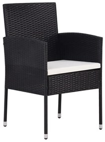 5 pcs Conjunto de jantar para jardim preto