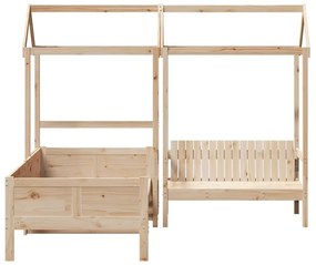 Conj. de sofá-cama e banco com telhado 80x200 cm pinho maciço