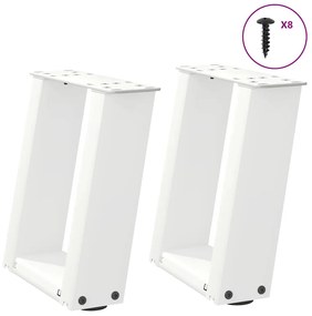 vidaXL Pés para mesa de centro em formato de U, 2 peças, branco, 30x(30-31) cm, aço