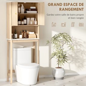 Móvel de casa de banho 66 x 25 x 168 cm, armário de casa de banho com porta dupla e prateleiras cor de carvalho