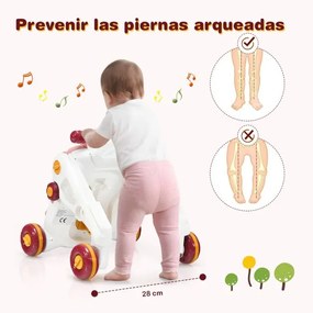 Andarilho 3 em 1 para crianças dos 6 aos 36 meses Carro com luzes e música Centro de actividades  46 x 46 x 46 cm Rosa