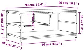 Mesa centro 90x49x40 cm derivados de madeira carvalho castanho