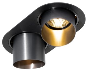 Foco embutido arredondado Cinza-escuro GU10 70mm Inclinável 2 Luzes - Installa Moderno