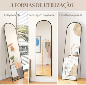 Espelho de Pé Ellen – 50x170 cm – Estrutura de Alumínio Preto e Vidro