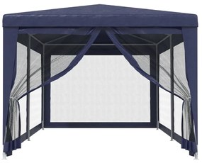 Tenda para festas c/ 6 paredes laterais em rede 3x6 m PEAD azul