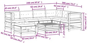 8 pcs conj. lounge jardim c/ almofadões madeira douglas maciça