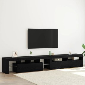 vidaXL Gabinetes de TV 2 pcs com Luzes LED Carvalho Preto Madeira Ingenheirada