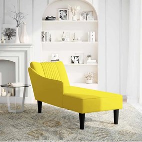 Chaise-longue com apoio de braço direito veludo amarelo