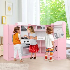 Cozinha para brincar a partir dos 3 anos com som, luzes, exaustor, frigorífico, micro-ondas, forno, lava-louça, máquina de lavar roupa e acessórios ro