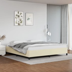 Estrutura de cama 200x200 cm couro artificial cor creme