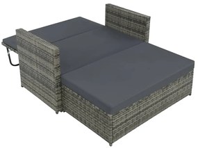 2 pcs conjunto lounge de jardim c/ almofadões vime PE cinzento