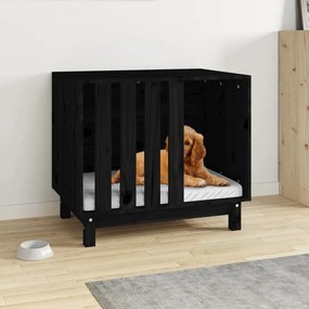 vidaXL Casota para cães 70x50x62 cm madeira de pinho maciça preto